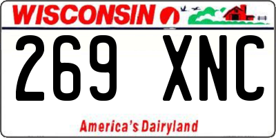 WI license plate 269XNC