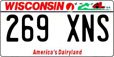 WI license plate 269XNS
