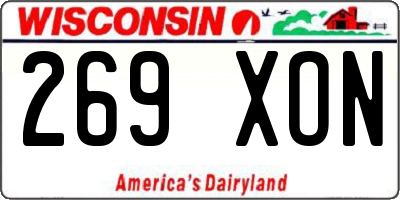 WI license plate 269XON