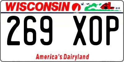 WI license plate 269XOP