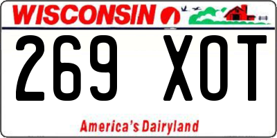 WI license plate 269XOT