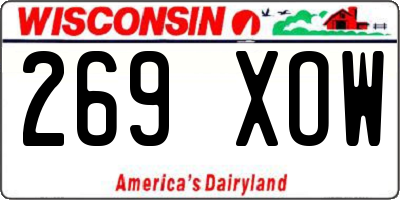 WI license plate 269XOW