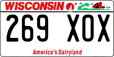 WI license plate 269XOX