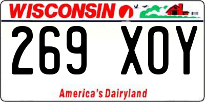 WI license plate 269XOY