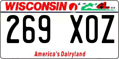 WI license plate 269XOZ