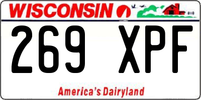 WI license plate 269XPF