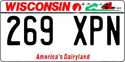 WI license plate 269XPN