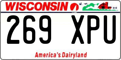 WI license plate 269XPU