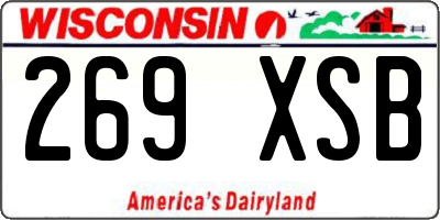 WI license plate 269XSB