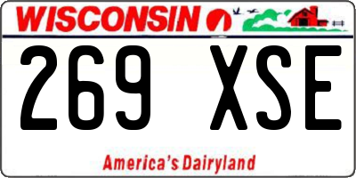 WI license plate 269XSE