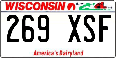 WI license plate 269XSF