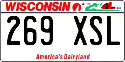 WI license plate 269XSL