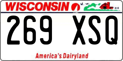 WI license plate 269XSQ