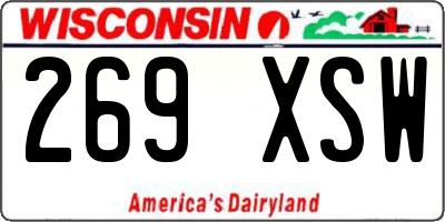 WI license plate 269XSW