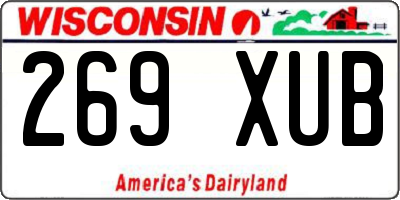 WI license plate 269XUB