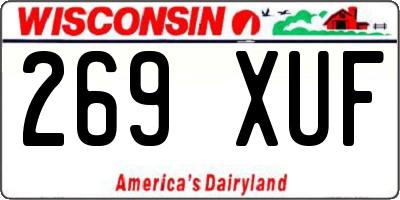 WI license plate 269XUF