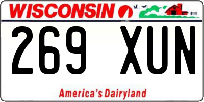 WI license plate 269XUN
