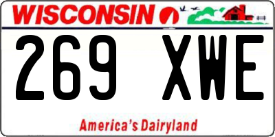 WI license plate 269XWE