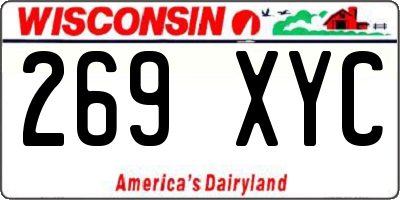 WI license plate 269XYC
