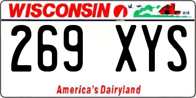 WI license plate 269XYS