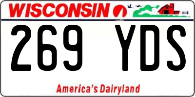 WI license plate 269YDS