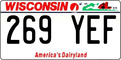 WI license plate 269YEF