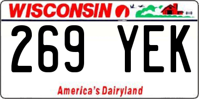 WI license plate 269YEK