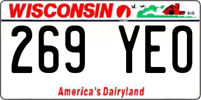 WI license plate 269YEO