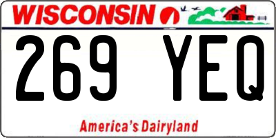 WI license plate 269YEQ
