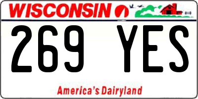 WI license plate 269YES