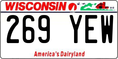 WI license plate 269YEW