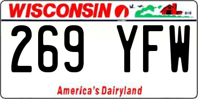 WI license plate 269YFW