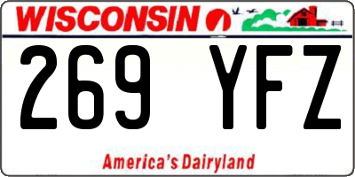 WI license plate 269YFZ