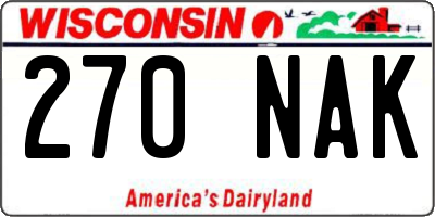 WI license plate 270NAK