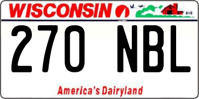 WI license plate 270NBL