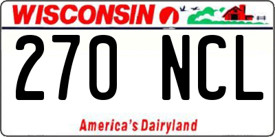 WI license plate 270NCL