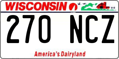 WI license plate 270NCZ