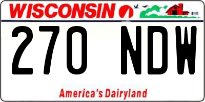 WI license plate 270NDW