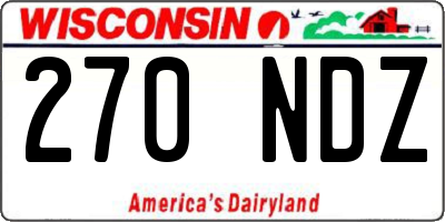 WI license plate 270NDZ