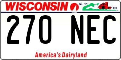 WI license plate 270NEC