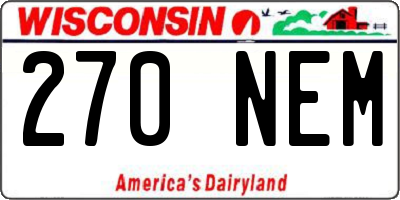 WI license plate 270NEM