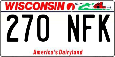 WI license plate 270NFK