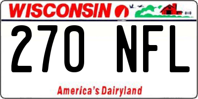 WI license plate 270NFL