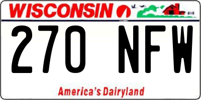 WI license plate 270NFW