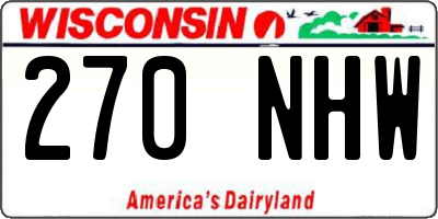 WI license plate 270NHW