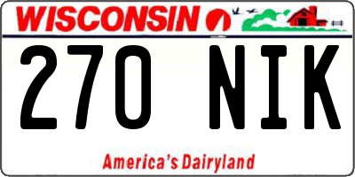 WI license plate 270NIK