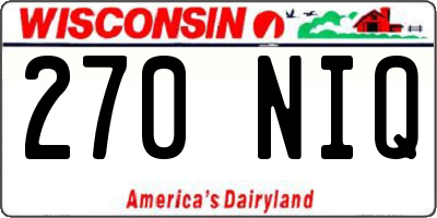 WI license plate 270NIQ