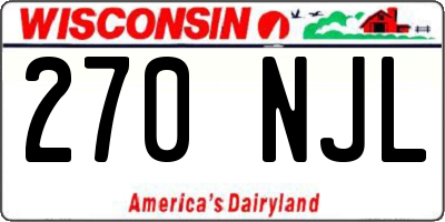 WI license plate 270NJL