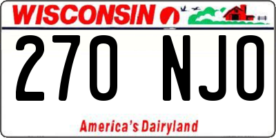 WI license plate 270NJO