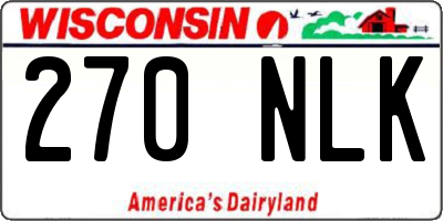 WI license plate 270NLK